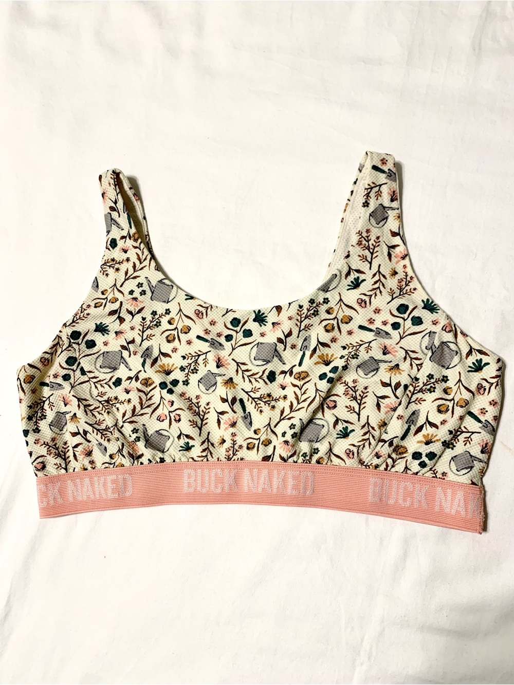 Duluth Trading Co. Buck Naked Bralette. Garden Print. Large